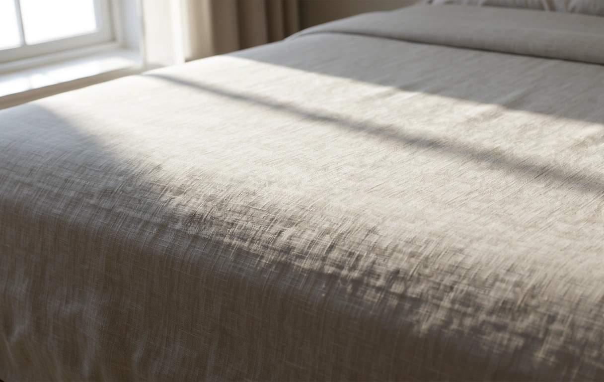 Textur von hochwertigem Leinen im Abendlicht